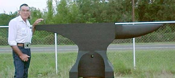 Ray Davise with his Mile Long Steel Anvil