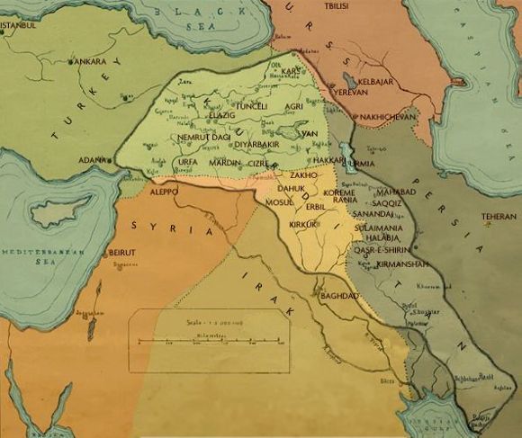 map of kurdistan