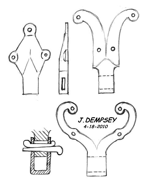 Drawing of three types of English post vise brackets by Jock Dempsey
