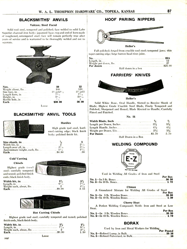 W.A.L Thompson Hardware Co. Catalog page