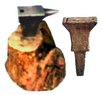Reproduction Viking Anvil and late 19th Century Tinners anvil