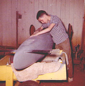 Sanding Primer on fiberglassed Soap Box Derby Car