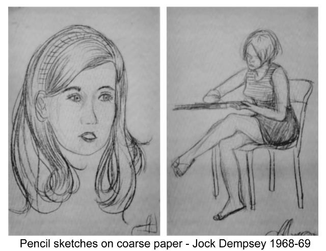 Pencil sketchs of two girls 1968