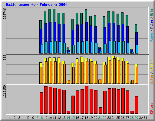 Daily usage for February 2004