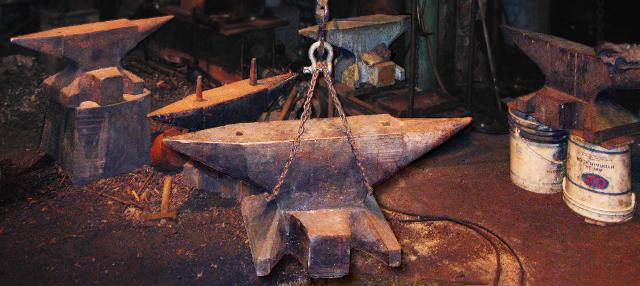 Five anvils totaling over 2400 pounds to be moved.