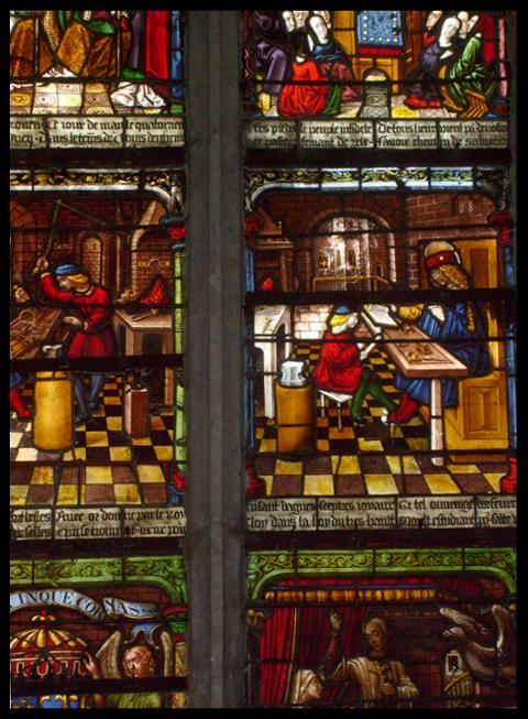 Stained Glass Window Detail - The life of Ste. Eloi (St. Eligius)