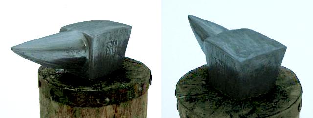 Two views of the mounted stake anvil