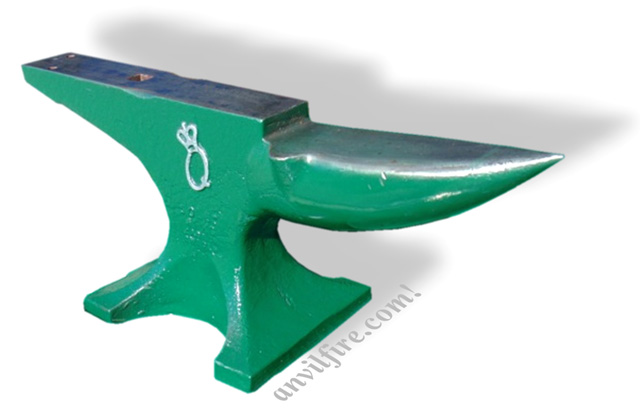 Queen City Farriers anvil painted green