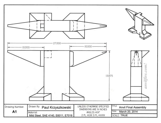 Marked up anvil drawing