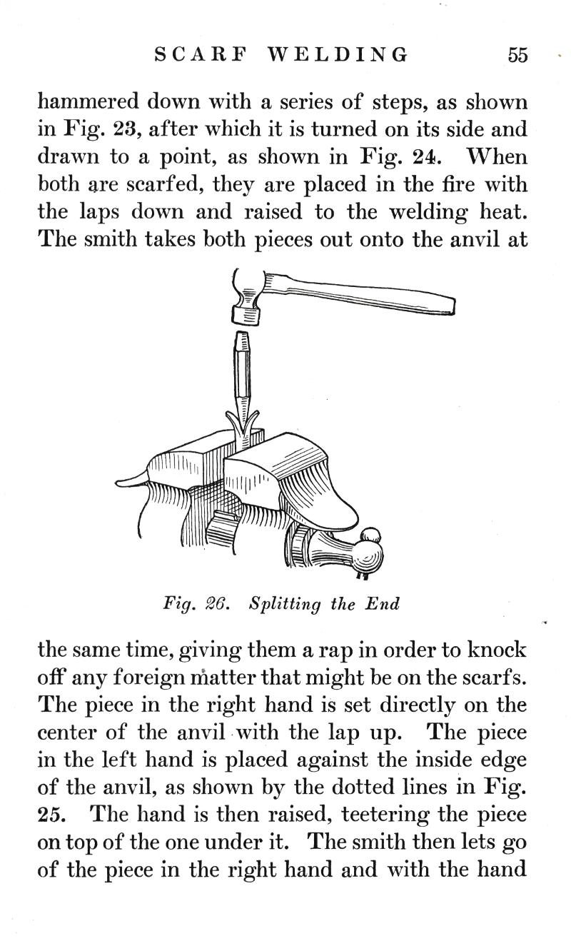 SCARF WELDING, hammered, scarfed, heat, smith, anvil, Splitting, rap, foreign matter, scarfs, raised, teetering, smith