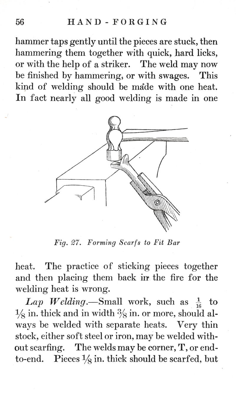 HAND FORGING, hammer, taps, hammering, striker, weld, swages, Scarfs, heat, Lap Welding, soft steel