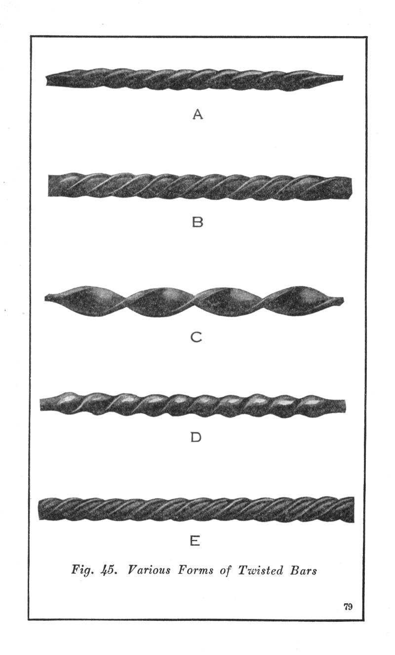 Fig. 45, Various Forms of Twisted Bars, 
