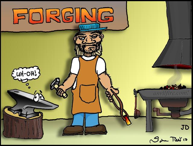 Famous Caveman in a blacksmith shop