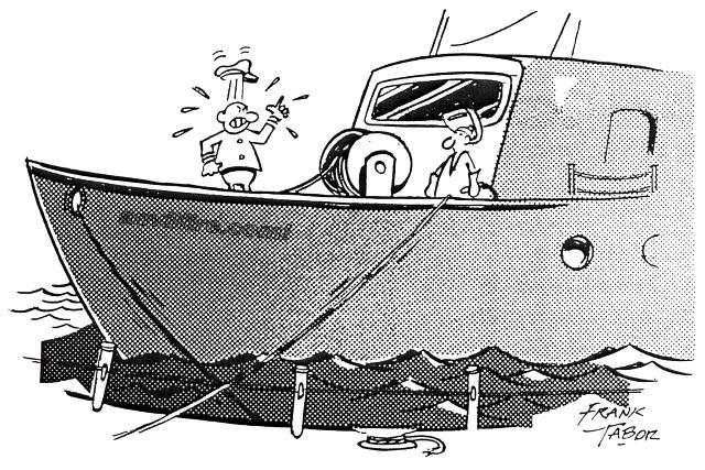 Ship captian on deck of small ship reading 'riot act' to weldor using the water as his ground.   This 'return path' eats holes in the hull.  Live and learn. . .