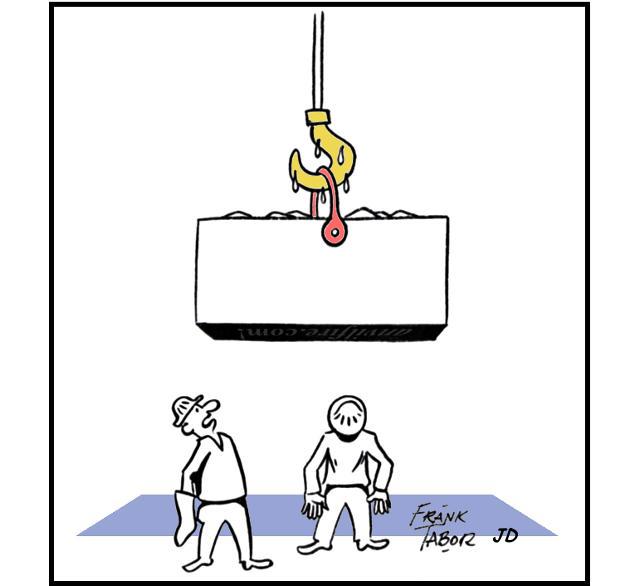 Lifting a Heavy Load two workers comment on the strain on the hook as sweating