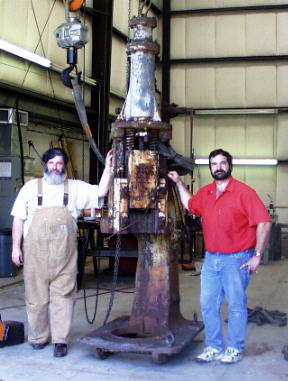 Jock Dempsey and Paul Parenica with 350 pound Niles-Bement air hammer.