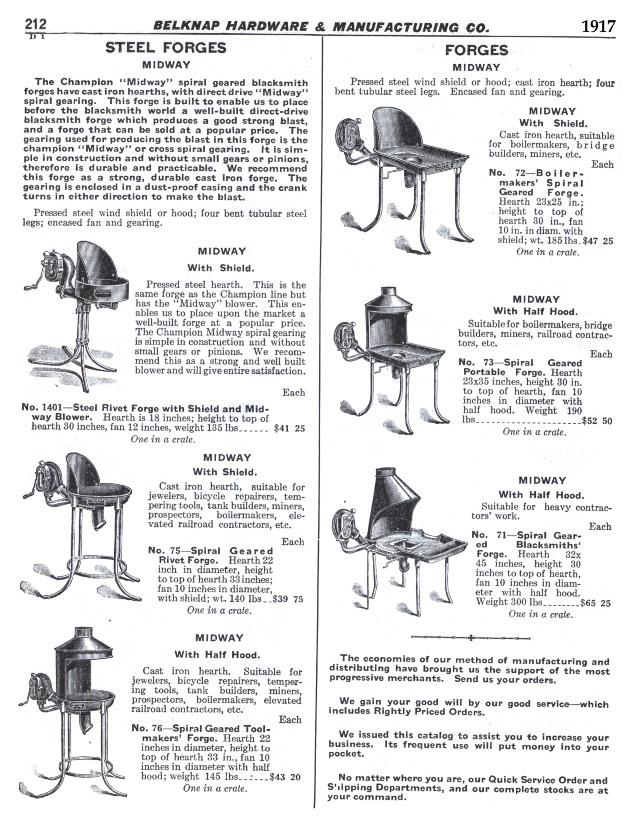 Midway Steel Forges with partial and half hoods.