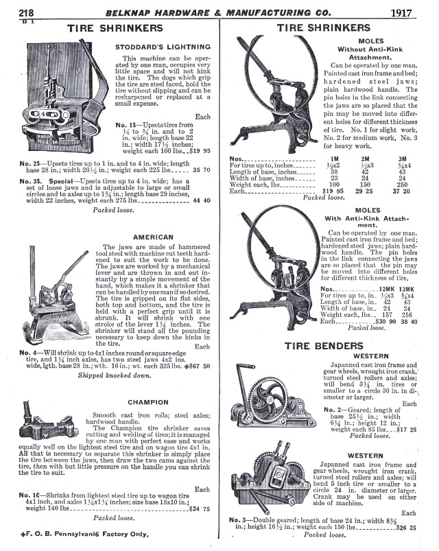 Wagon Tire Shrinkers and Tire Benders