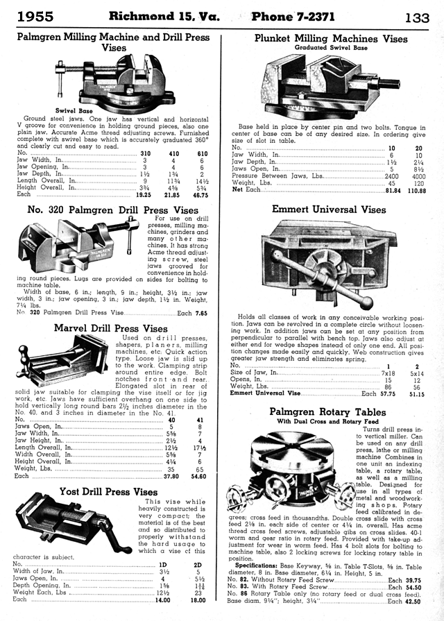 Palmgren Angle Vises, Drill Press Vises, Machinist Vises and Milling Vises