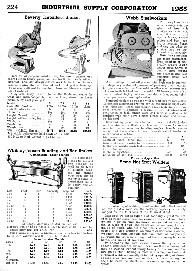 Beverly Throatless Shears, Whitney-Jensen Brakes