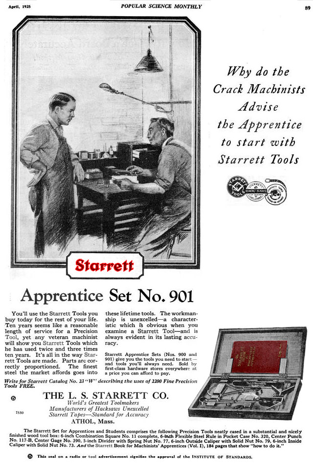 STARRETT magazine advertisement 1925
